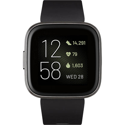 Fitbit Versa 2 Smartwatch Bundle with Small and Large Bands Black FB507BKBKLBNDLB