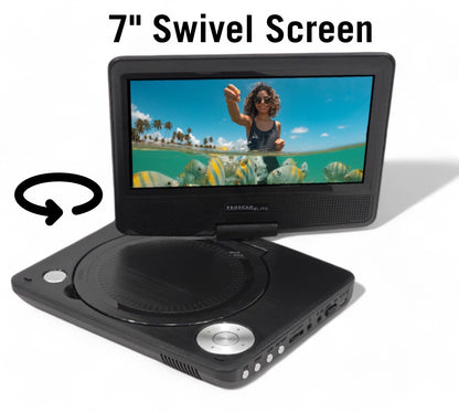 Proscan Elite Portable 7" Swivel Screen DVD Player SD Card Slot 2.5 Battery BLK      PEDVD7060