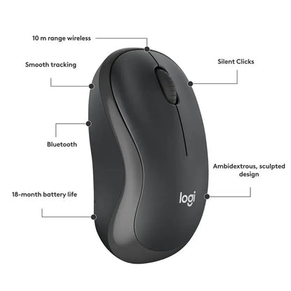 Logitech M240 Silent Bluetooth Wireless Optical Ambidextrous Mouse Wireless Graphite 910007113