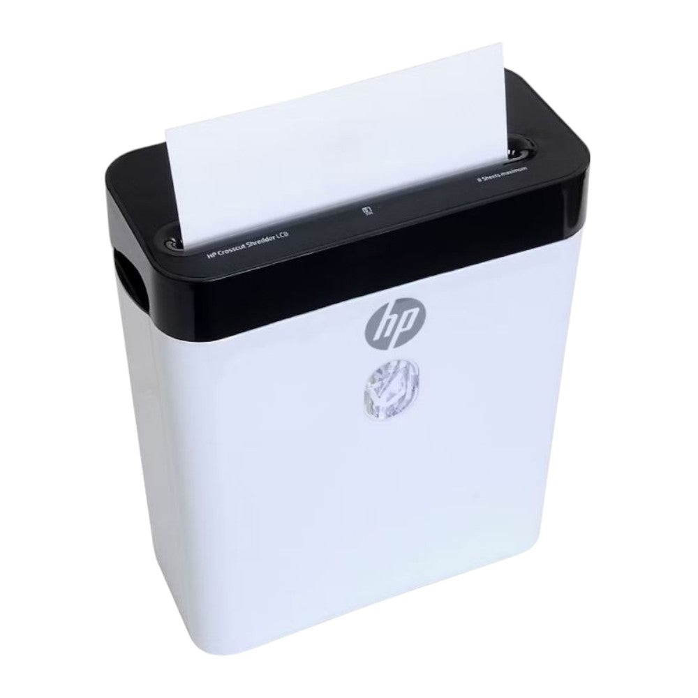 HP LC8 8-Sheet 3.2-gallon basket 68DB Crosscut Shredder White 91011B