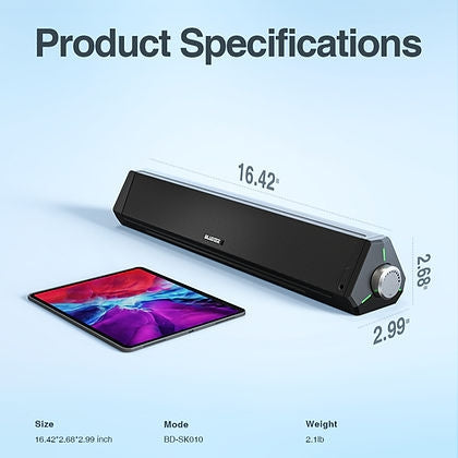 BLUEDEE Computer Speakers for Desktop PC, Sound bar, 15 Watts, Black BD-SK010