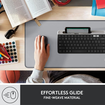 Logitech Desk Mat Studio Series Extended Mouse Pad with Spill-resistant Durable Design (Large) Mid Gray 956-000047