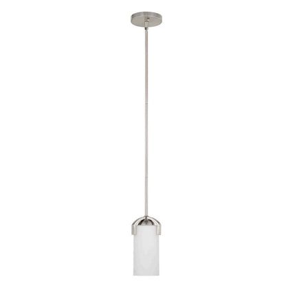 Sunset Lighting F22010-80 Hadley 1-light Mini Pendant Opal Glass, 100W - Dimmable  Bright Satin Nickel