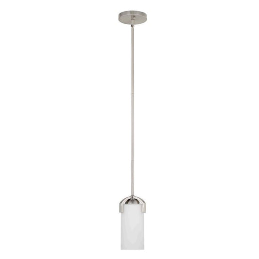 Sunset Lighting F22010-80 Hadley 1-light Mini Pendant Opal Glass, 100W - Dimmable  Bright Satin Nickel