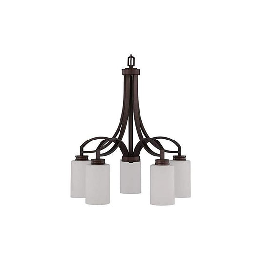 Sunset Lighting Dalton 5-Light Down Chandelier Opal Etched Glass, Dimmable With Provincial Bronze Finish F18006-64