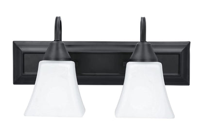 Luminance Square Lexington Vanity 2-Light Wall Sconce | Black & White Bathroom Decor Fixture F3682-31 - 100W MB VANITY FRSTD SQUARE MILK GLS