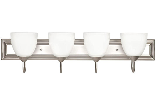 Sunset Lighting 4-Light Round Bath Vanity 13W Satin Nickel Finish GU-24 Twist On - F3634-53
