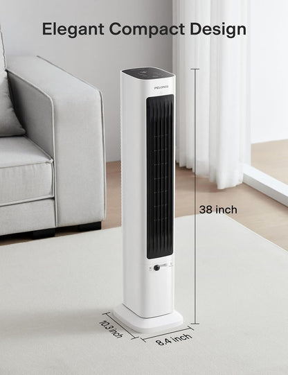 Pelonis FZ15RDBPW Oscillating Tower Fan & Heater Combo, Remote, 3 Fan & 2 Heater Speeds, White