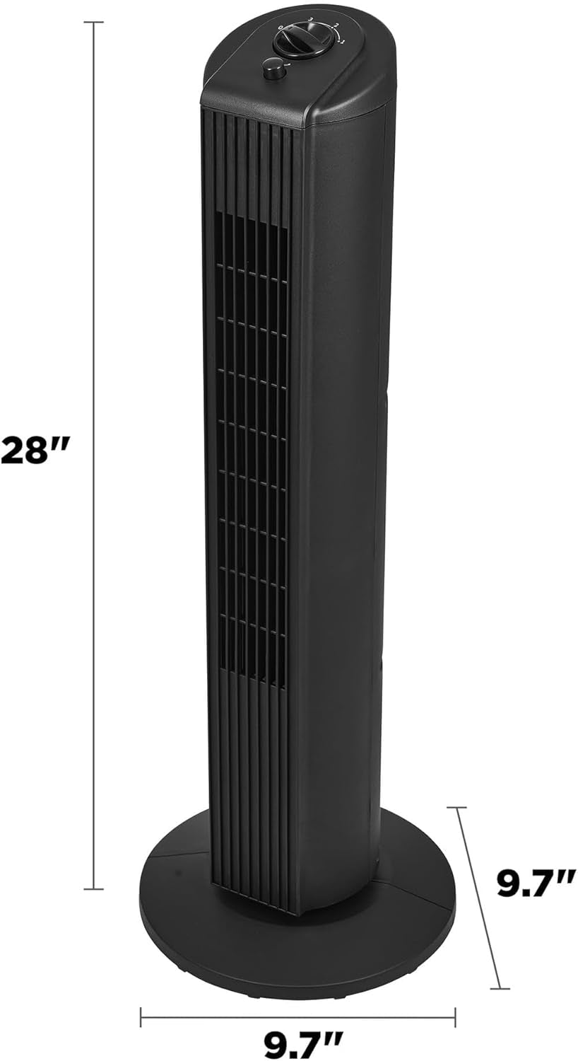 Mainstays 28" Tall 3-Speed Oscillating Tower Fan Black MSWMT24MB