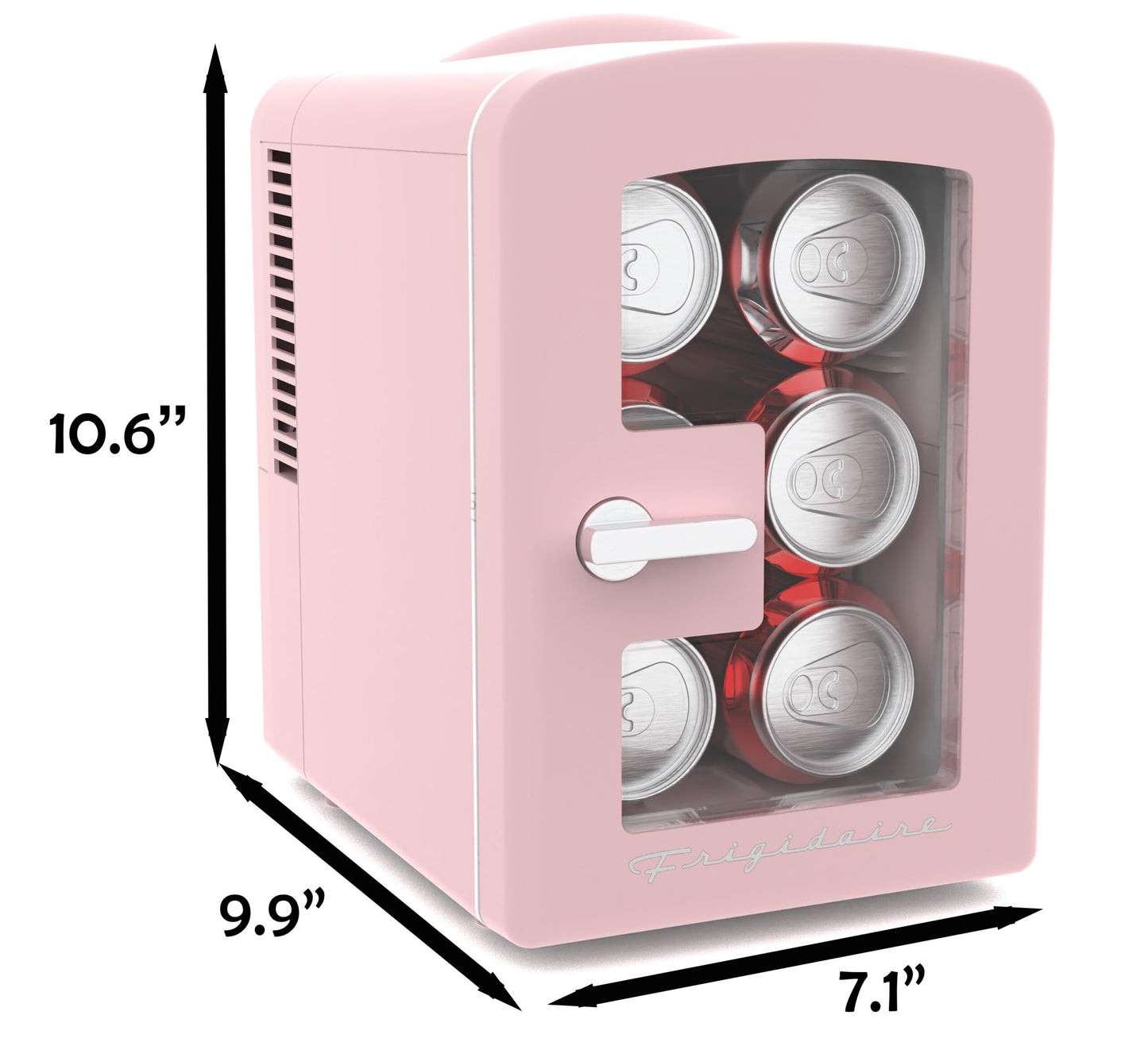 Frigidaire 18 in. 6-Can 4-Liter Mini Beverage Cooler in Pink EFMIS186-B-PINK, Includes 110V home power cord & 12V DC car adapter