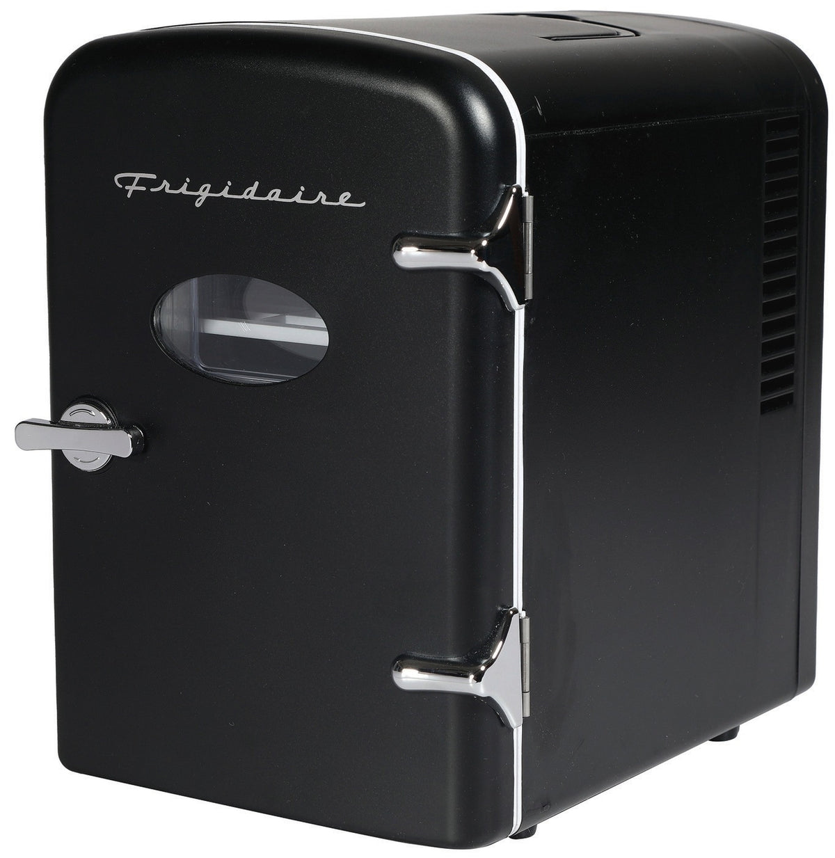 Frigidaire 6-Can/4-Liter Capacity Retro Mini Fridge Black EFMIS129-BLACK, Includes 110V home power cord & 12V DC car adapter