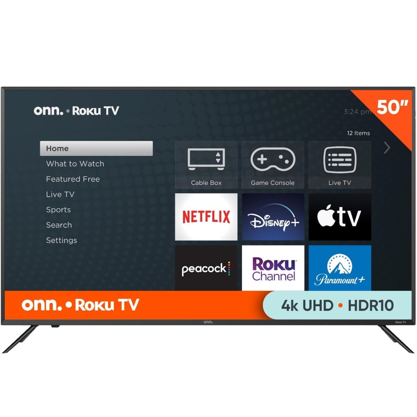 ONN 50-Inch Class 4K 2160p 60Hz Ultra HD LED Smart TV, DLED Display, Wireless Streaming, 100012585