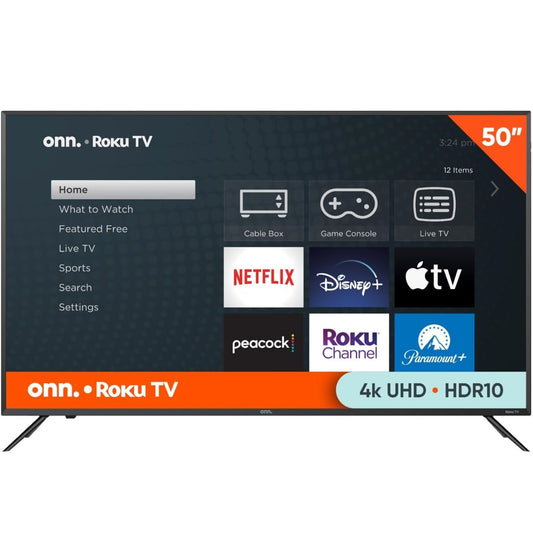 ONN 50-Inch Class 4K 2160p 60Hz Ultra HD LED Smart TV, DLED Display, Wireless Streaming, 100012585