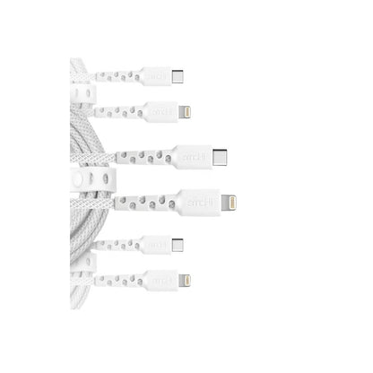 iHome TPE Durastrain Light-ning to USB-C Nylon Braided Charging Cable w/ Silicone Wrap, 3 pk. 2IHLC2290W0L2