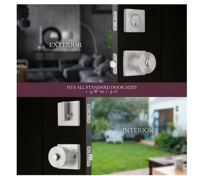 Ridgeway Satin Nickel Single Cylinder Door Knob Combo Pack with Square Rose BVX2D21SJYBVAXJ