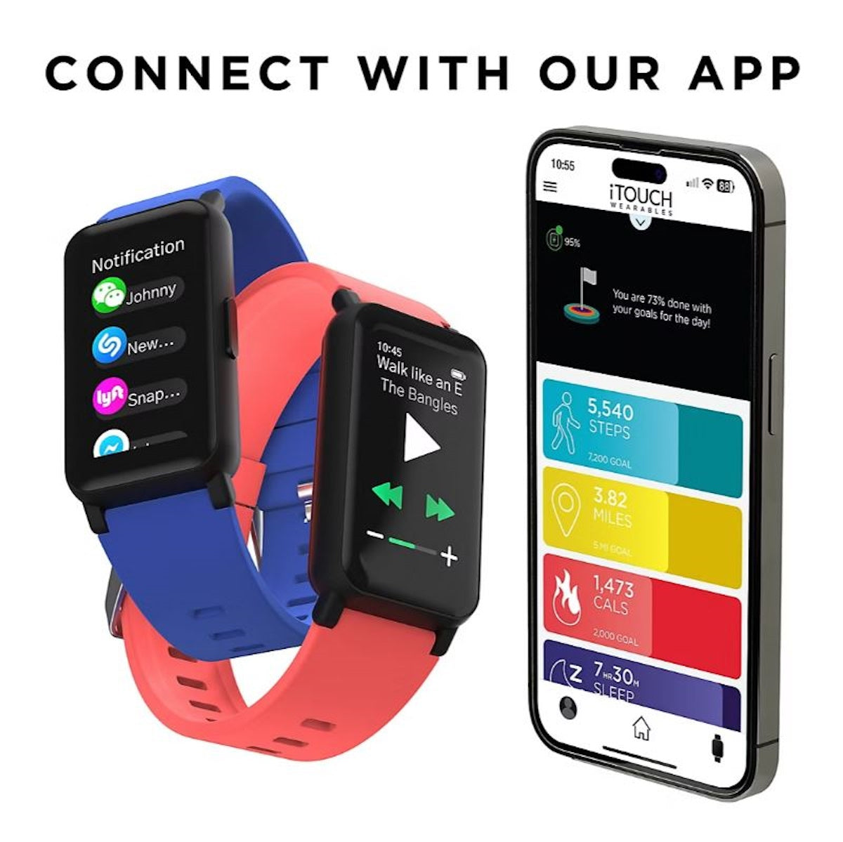 iTouch Active 4 Unisex Blue Smartwatch Fitness Tracker TC4S01-G06