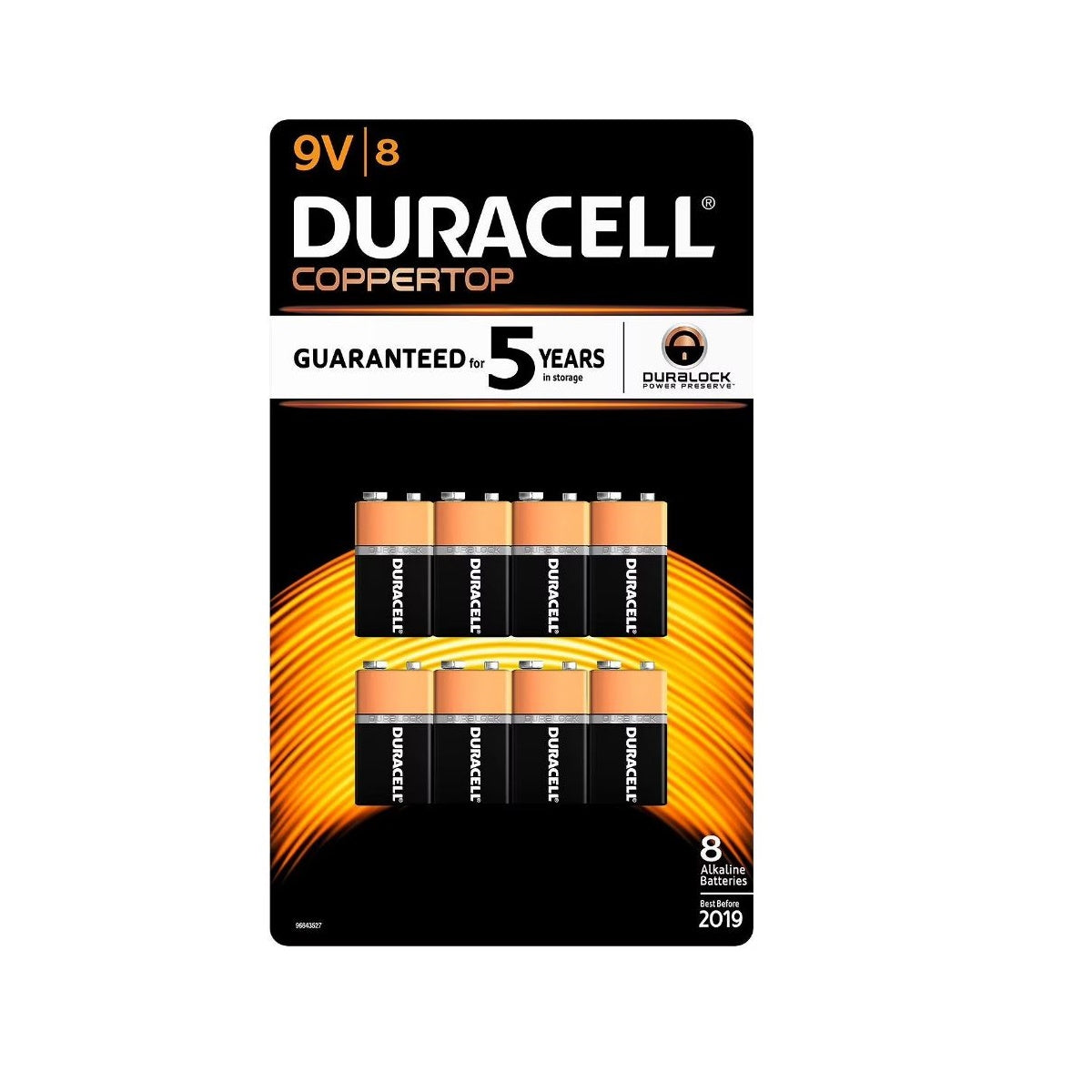 Duracell Coppertop Alkaline Batteries 9V - 8 pack