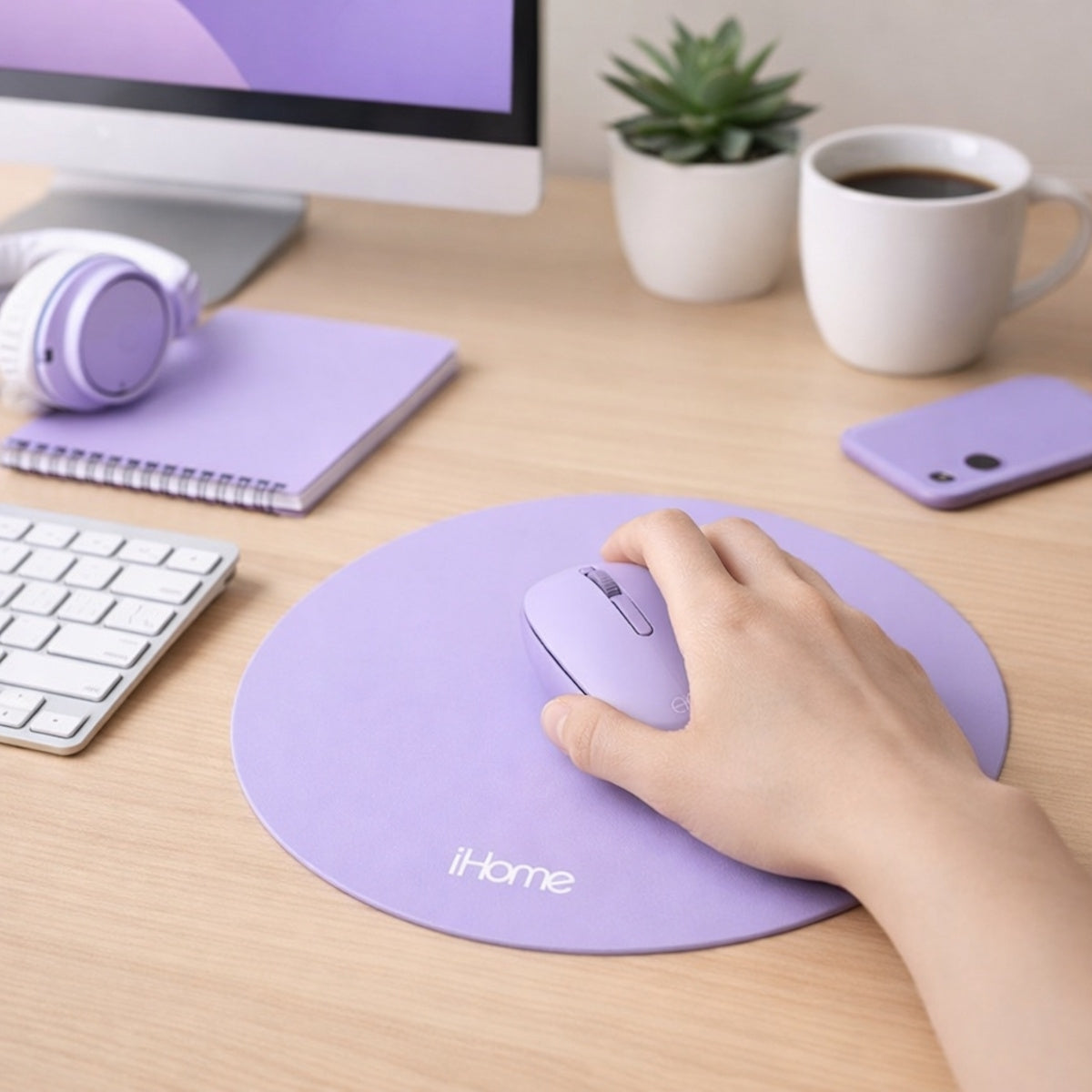 iHome 2.4G Wireless Mouse with Mousepad Bundle Purple 2IHMS2266H0L2