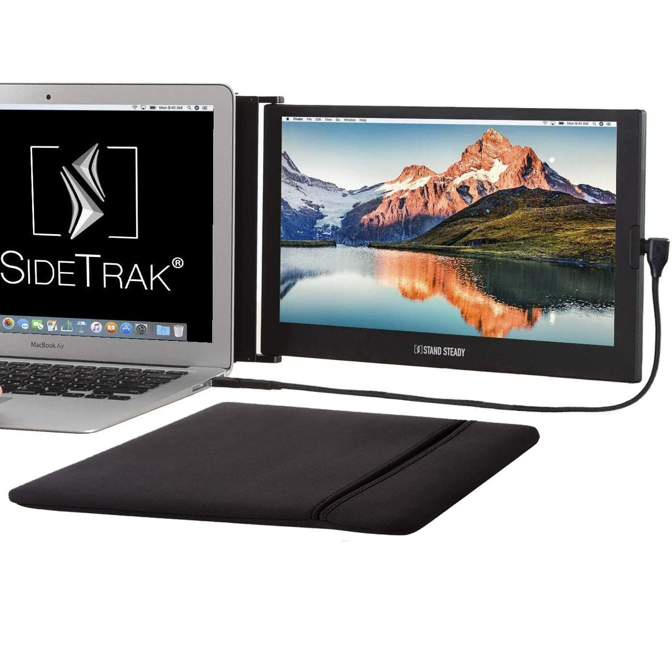 SideTrak Slide 12.5" Attachable Portable Monitor for Laptop with Case - IPS Full HD 1080p USB Display - Black