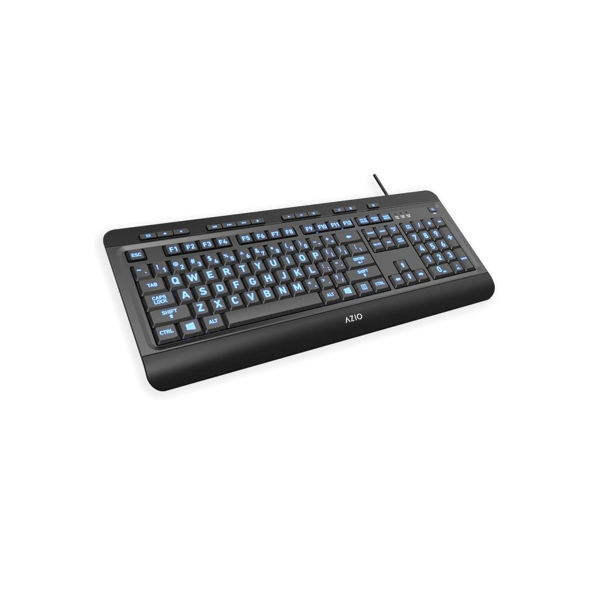 Azio Large Print Keyboard - USB Computer Keyboard with 3 Interchangeable Backlight Colors KB505U
