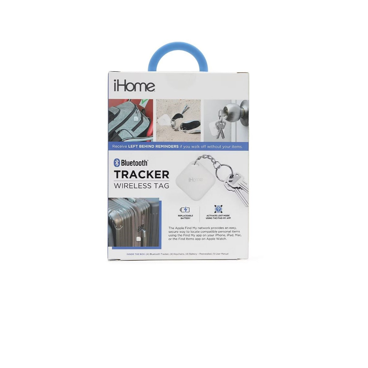 iHome 4-pack FindMy Bluetooth Tracker 2IHPA1014-WHT