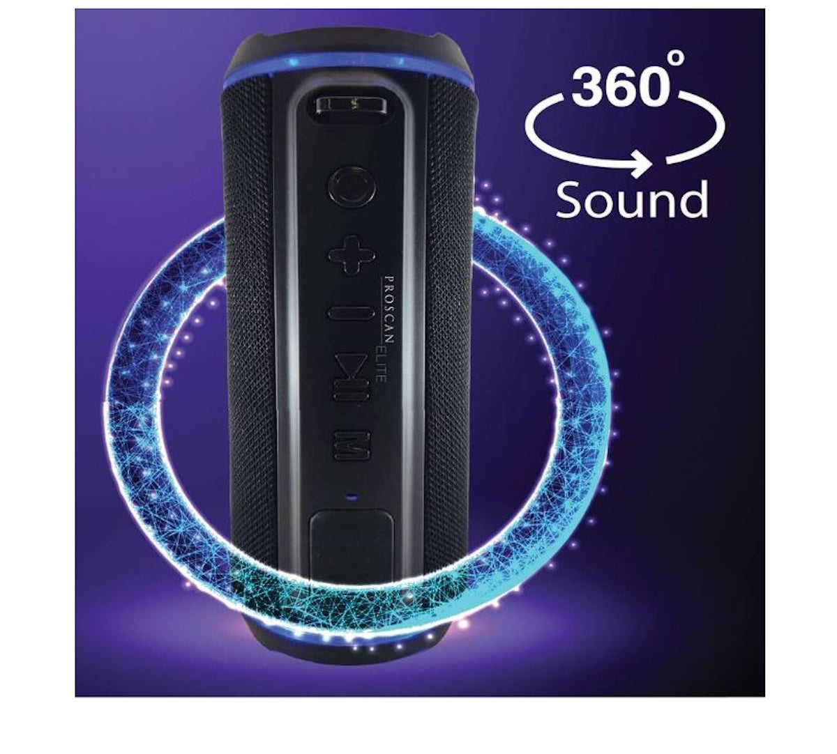 Proscan Elite Portable Light-up Waterproof Bluetooth Speaker with 360° Sound, FM Radio, PESP1708