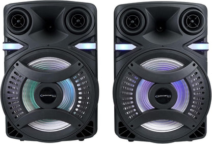 Technical Pro Rechargeable CLUB15 15" Bluetooth DJ Light Speaker Package with Tripod & Microphone LIT15PKG