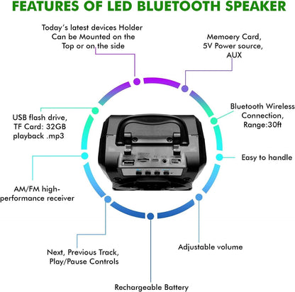 Technical Pro BOOM24 Rechargeable LED Bluetooth Speaker with TWS