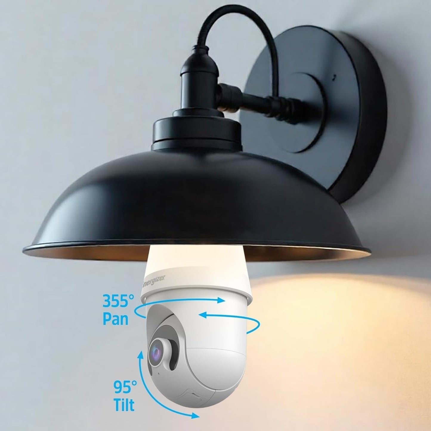 Energizer 1000 Lumens Light Bulb Camera, 2K Outdoor Smart Home Security Camera w/ Auto-Motion