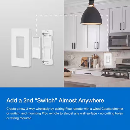 Diva Smart Dimmer Switch 3-Way Kit with Pico Paddle Remote, 150-Watt LED, White DVRF-PKG1D-WH