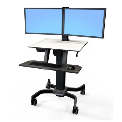 Ergotron – WorkFit-C Dual Monitor Mobile Standing Desk for 2 Monitors Up to 24 Inches 24-214-085