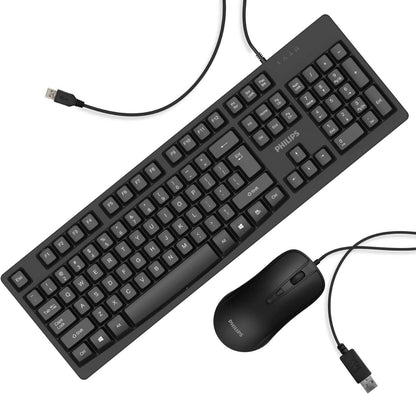 Philips SPT6214 Wired Keyboard and Mouse Combo Black