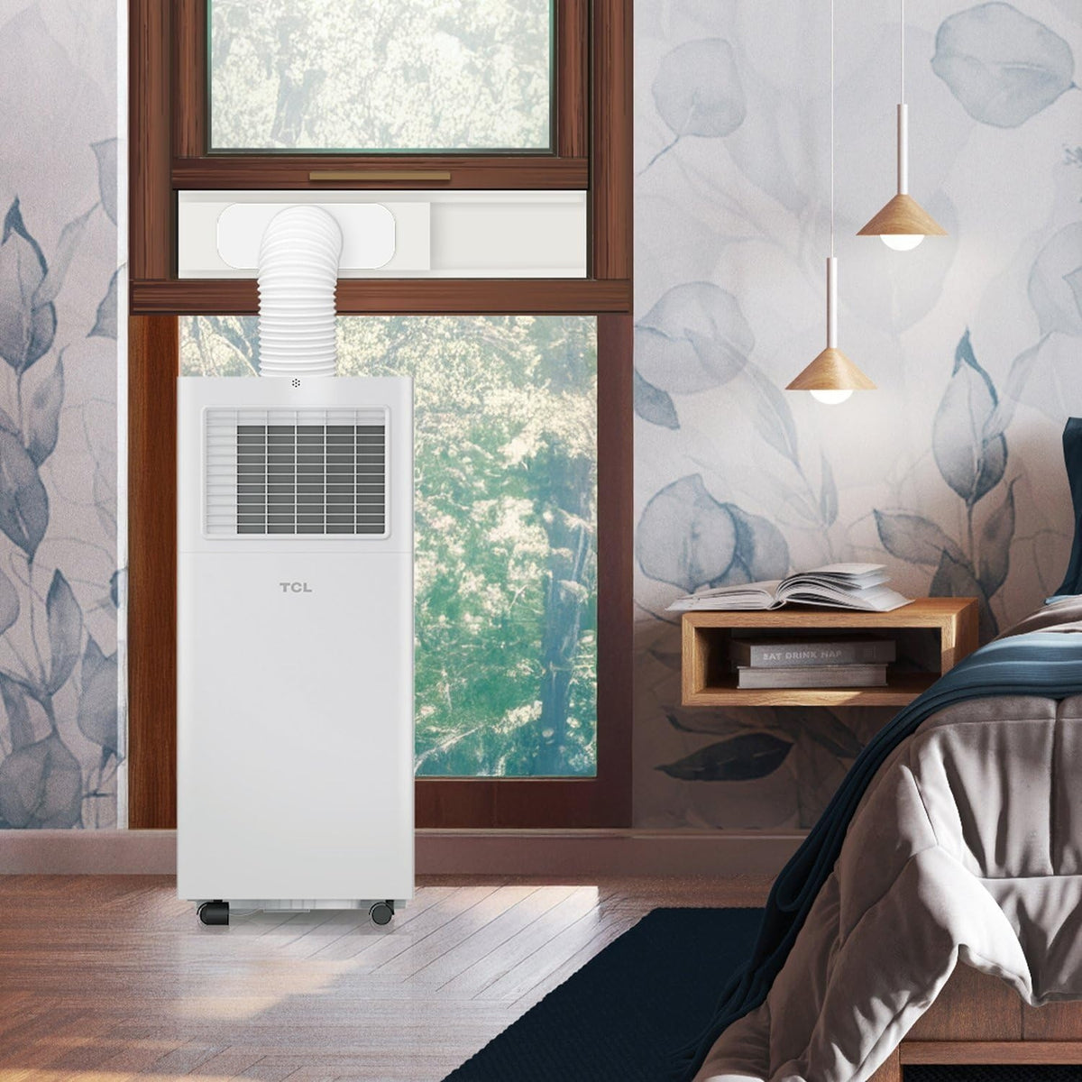 TCL H5P44W, 150 Sq. Ft, 5,000 BTU Smart Portable Air Conditioner, Fan & Dehumidifier, Ultra-Compact Design