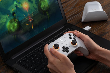 8BitDo Ultimate 2 Bluetooth Controller, Hall Effect Triggers with Charging Dock - White