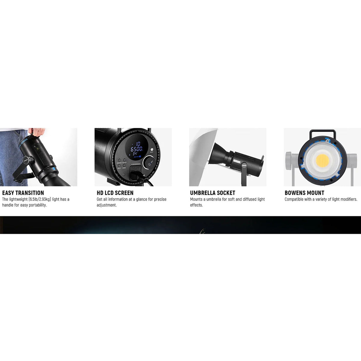 NEEWER CB200C 200W RGBWW COB LED Video Light, APP/2.4G 360° Color 2500K-7500K