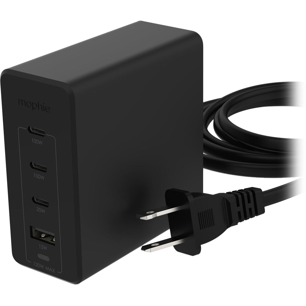 mophie Speedport 120W GaN 4-Port USB-C/USB-A Wall Charger Black 409909308