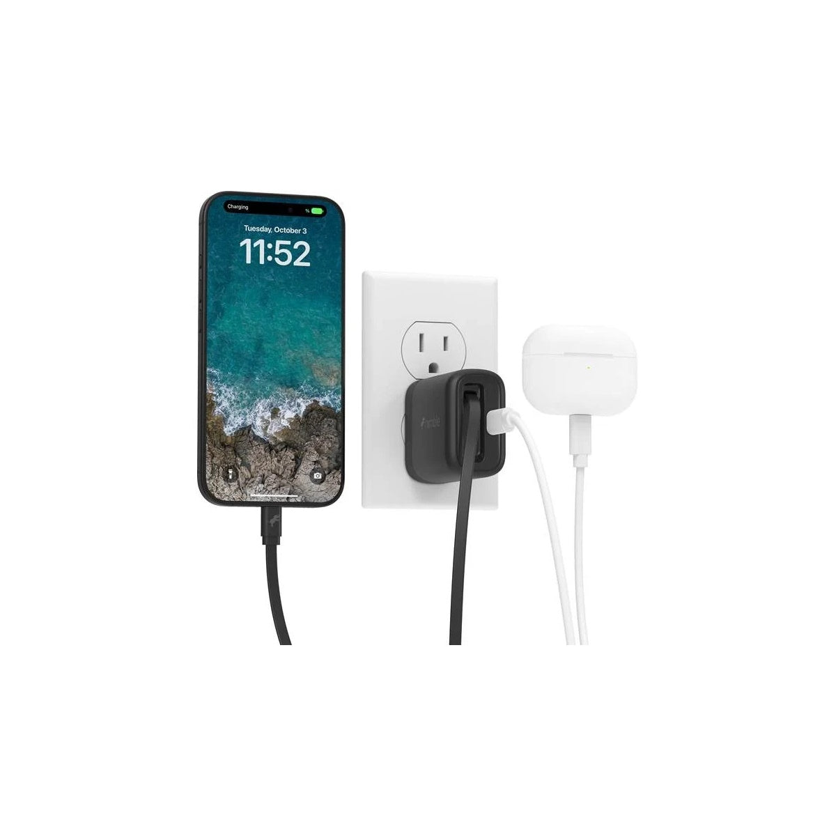 Nimble WALLY Stretch Retractable Wall Charger - Black 20W NB-AL-PD20W-1CR