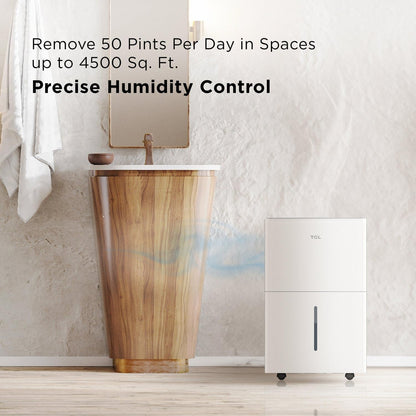 TCL - 4,500 Sq. Ft. 50 Pint Smart Dehumidifier - White H50D44W