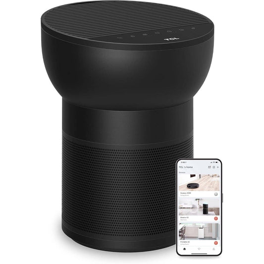 TCL Breeva A2 Wi-Fi Smart Air Purifier and Humidifier, Up to 882 Sq Ft, 4-Stage True HEPA (H13), Removes 99.97% of Dust/Bacteria/Odors & More, App & Voice Control, Auto Shield, Quiet, Black