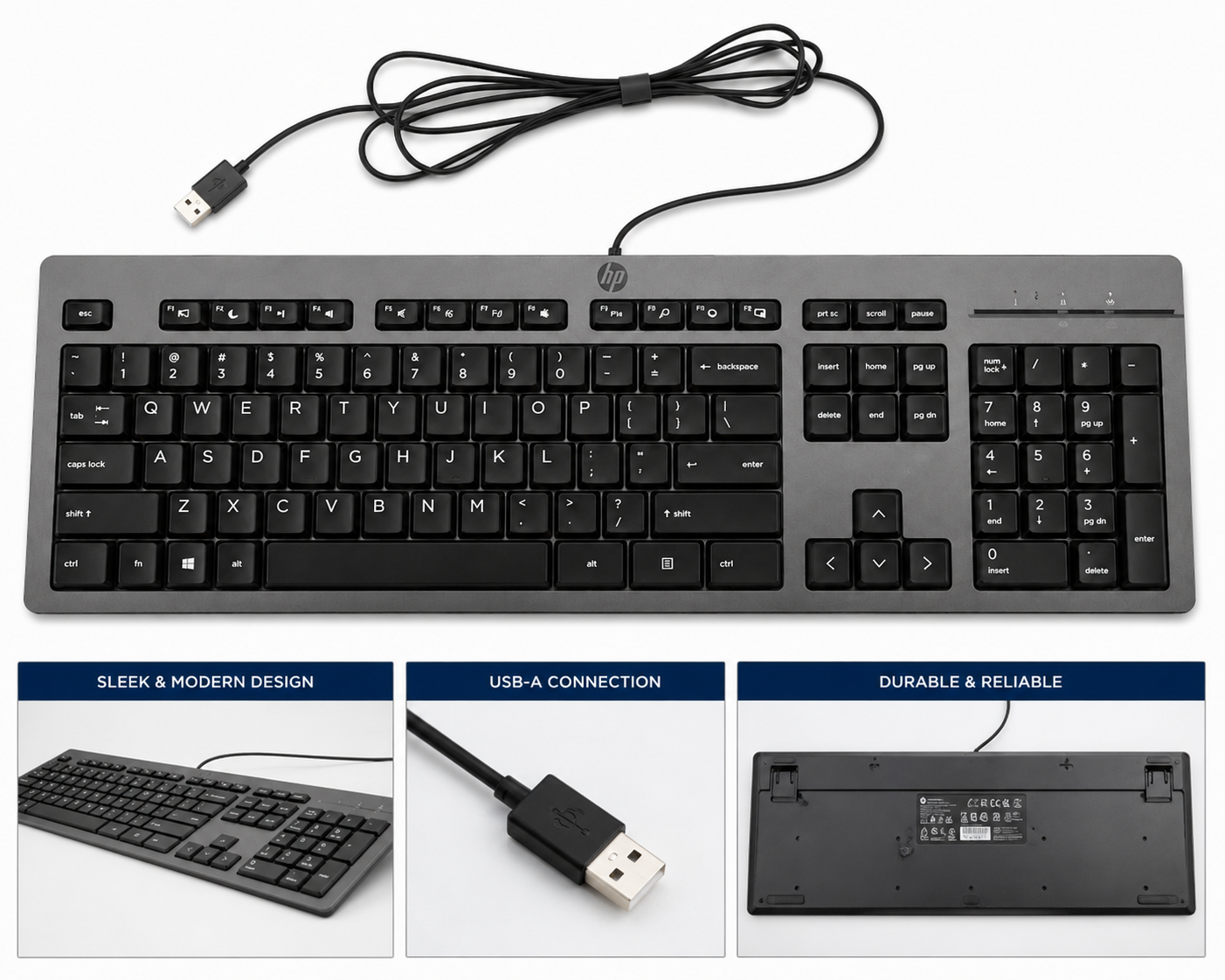 HP 125 Wired Keyboard QWERTY Black for PC Laptop N51146-001