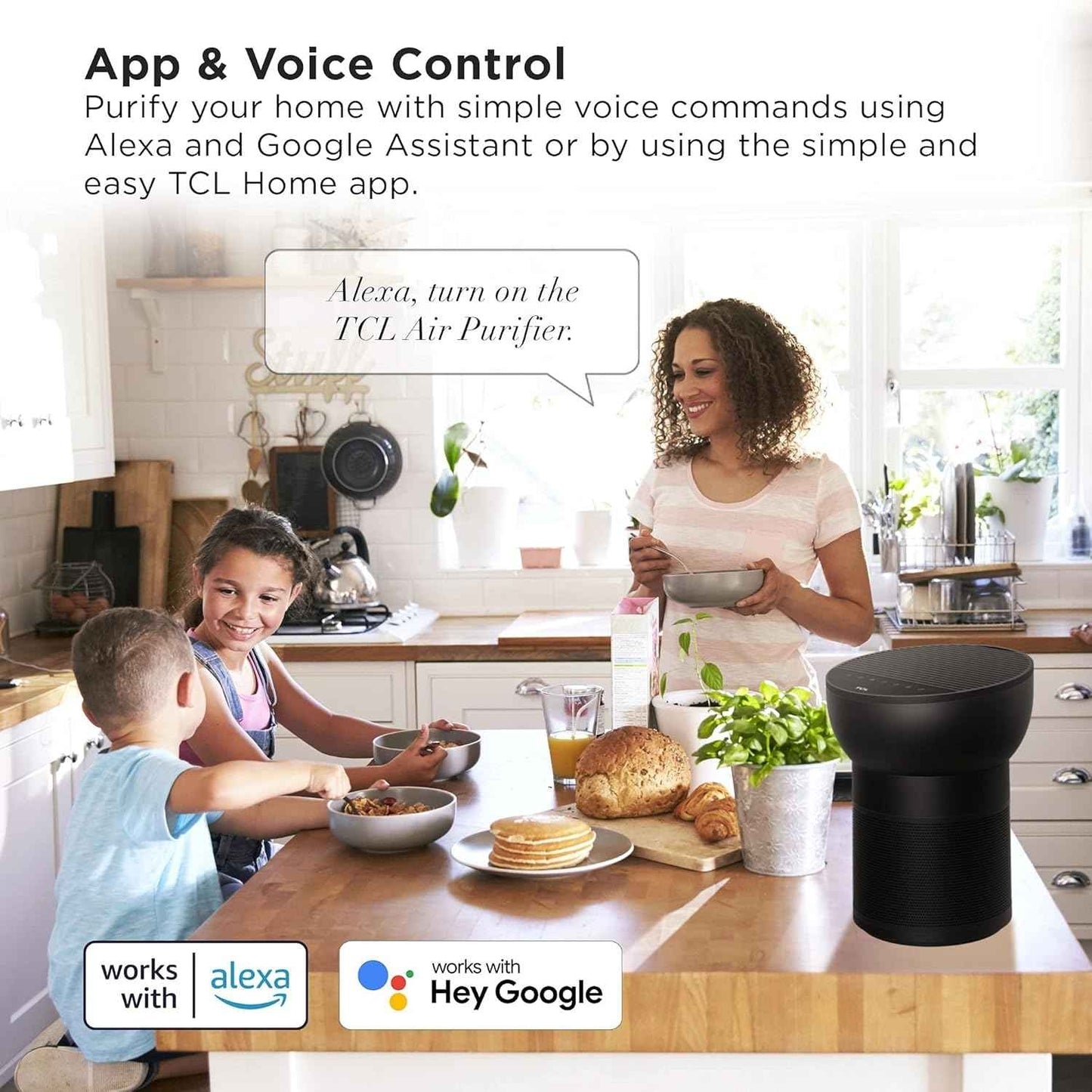 TCL Breeva A2 Wi-Fi Smart Air Purifier and Humidifier, Up to 882 Sq Ft, 4-Stage True HEPA (H13), Removes 99.97% of Dust/Bacteria/Odors & More, App & Voice Control, Auto Shield, Quiet, Black
