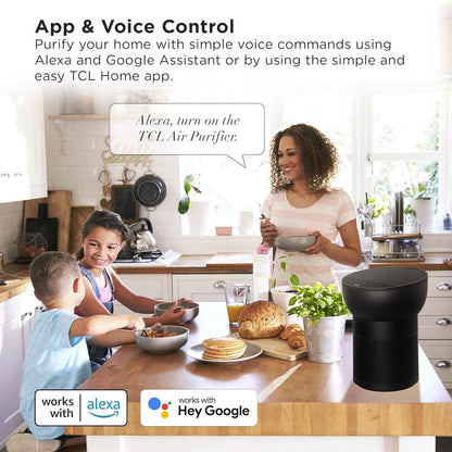 TCL Breeva A2 Wi-Fi Smart Air Purifier and Humidifier, Up to 882 Sq Ft, 4-Stage True HEPA (H13), Removes 99.97% of Dust/Bacteria/Odors & More, App & Voice Control, Auto Shield, Quiet, Black