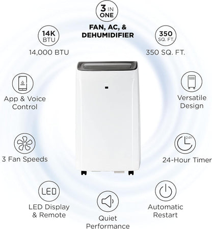 TCL Smart Series Portable Air Conditioner 10,000 BTU 350 sq ft White 10P94C