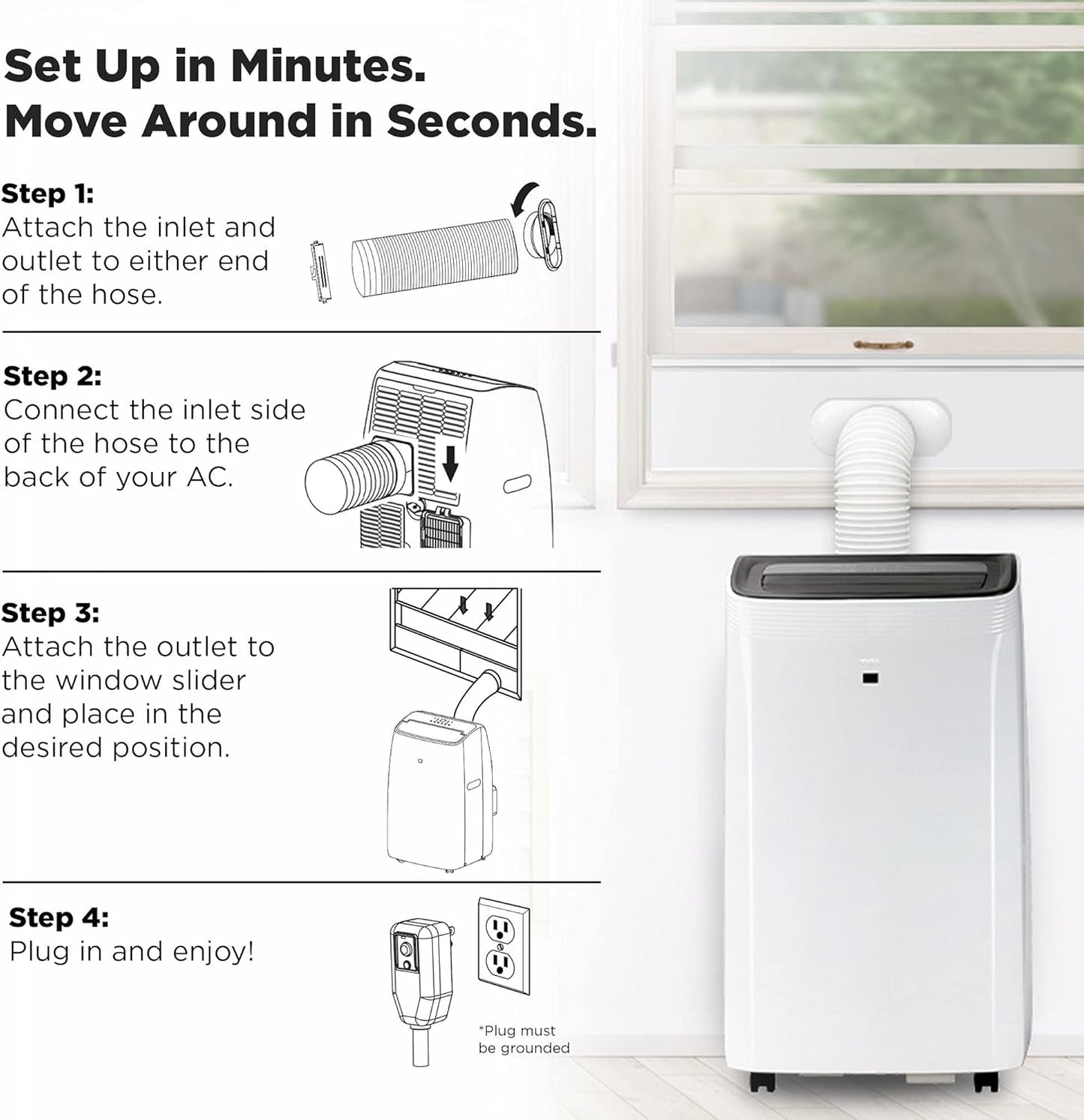 TCL Smart Series Portable Air Conditioner 10,000 BTU 350 sq ft White 10P94C