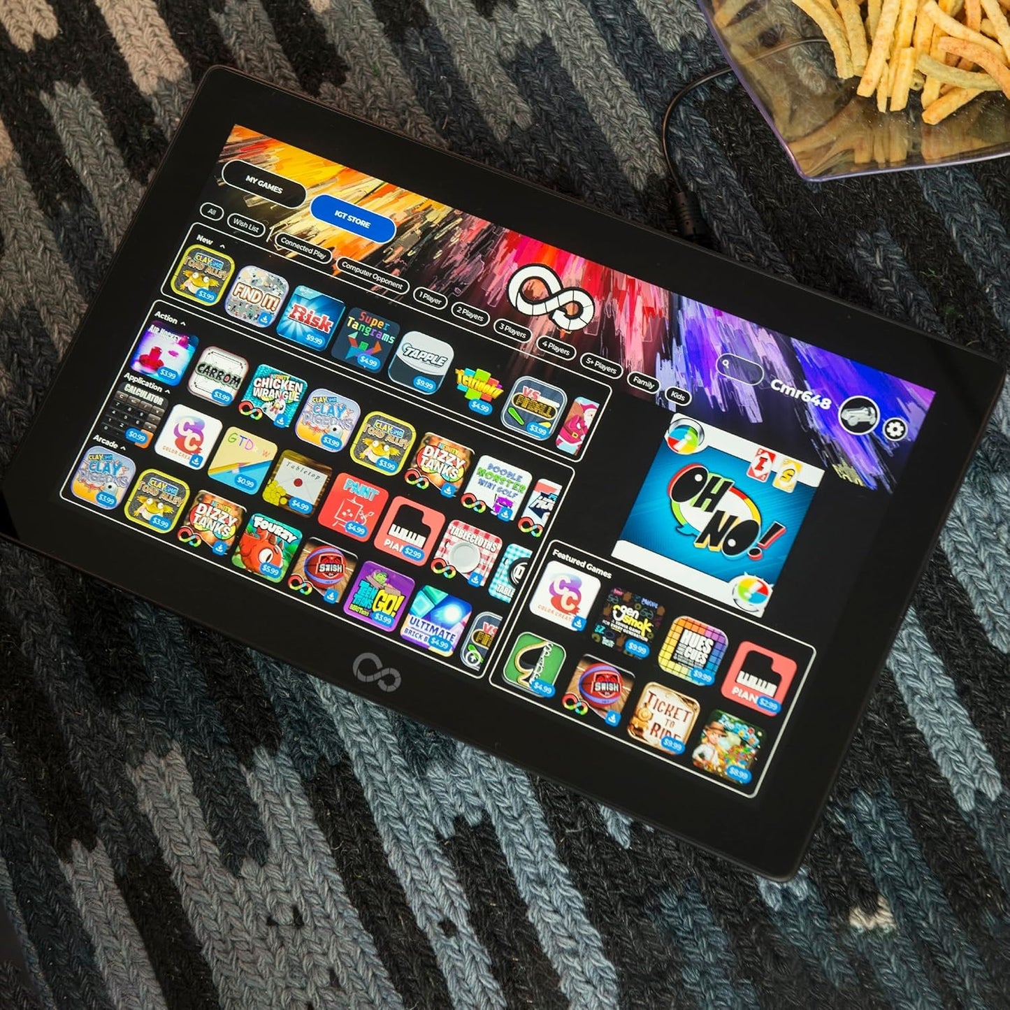 Arcade1Up 18.5" Infinity Game Board Black IGB-I-301202, Gameplay up to six players, 50 included board games and activities, Online play (for selected games)