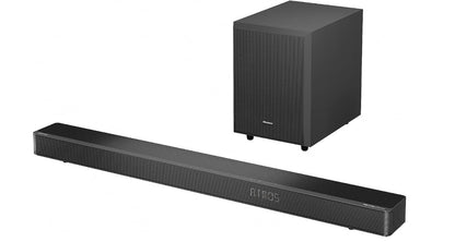 Hisense Soundbar Speaker Black AX3125H 3.1.2 Channels 360 W, Subwoofer, AC power cords, Optical cable, HDMI Cable, Remote control, Hardware screw kit, and User guide.