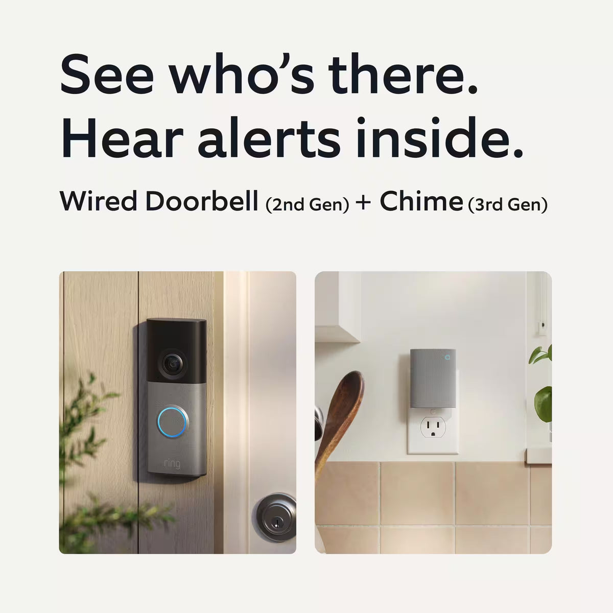 Ring - Wired Doorbell 2K (newest model), Speckled Gray + Chime - Speckled Grey & White B0GH2ZDWFJ