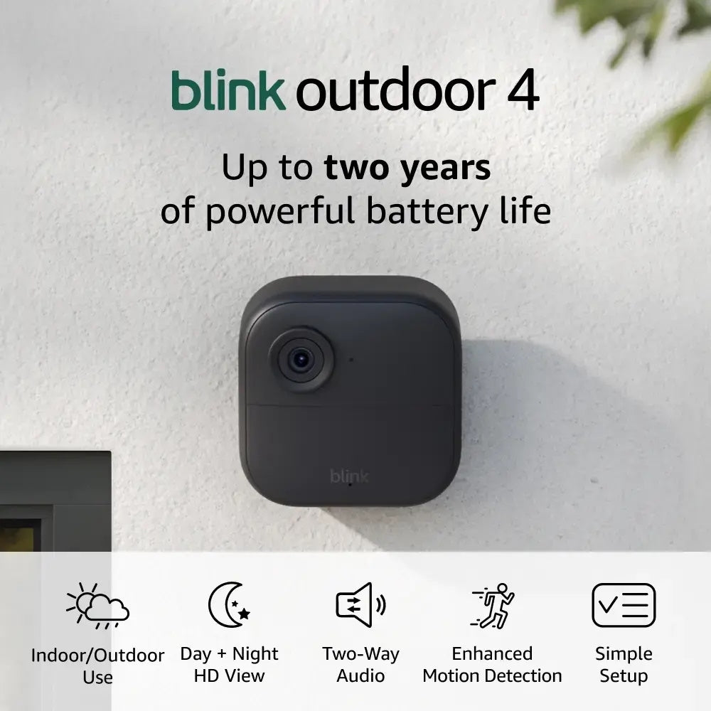 Blink 2pk Outdoor Camera with Mini 2 Camera, Weather Resistant 13' Power Adapter
