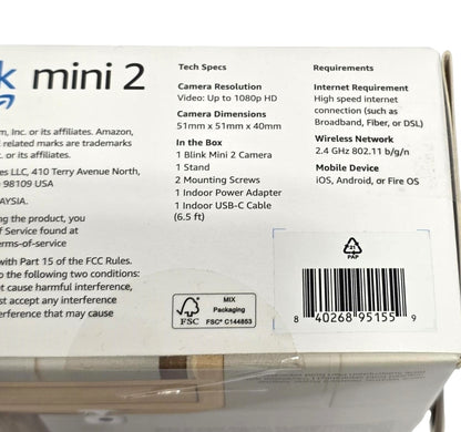 Blink 2pk Outdoor Camera w/ Mini 2 Camera, Weather Resistant 13' Power Adapter