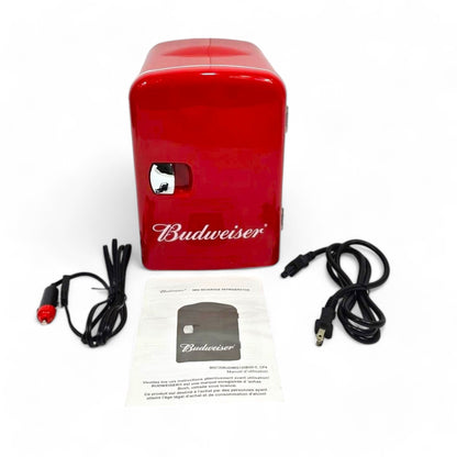Budweiser Portable Mini Fridge Holds 6 cans or 4 liters MIS135BUD Red Color